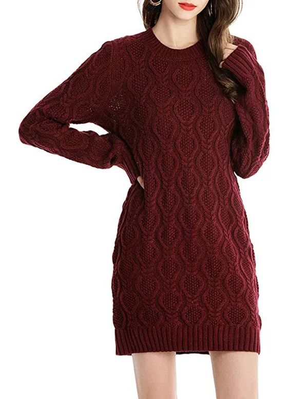 Custom Trendy Women Knitted Dress Cable Knitting Mature Fitted Bodycon ...