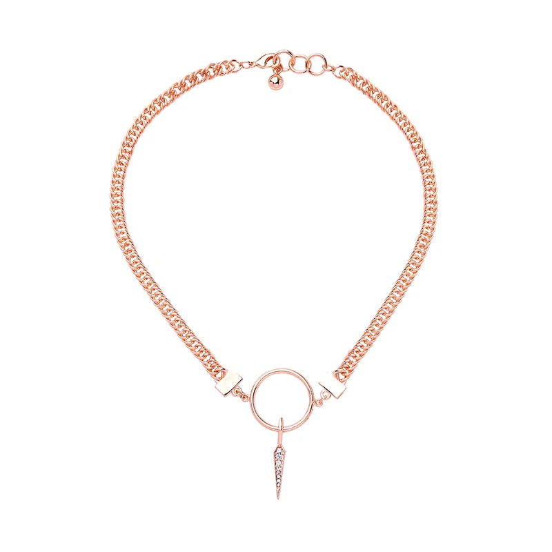 

xl01475c Fashion Simple Ins Hot Rose Gold Circle Chains Choker Necklace