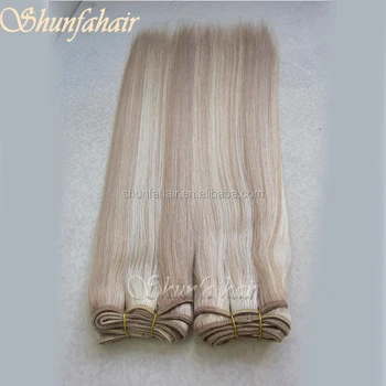 White Hair Extension Weft Blue Brazilian Virgin Remy Hair Weft