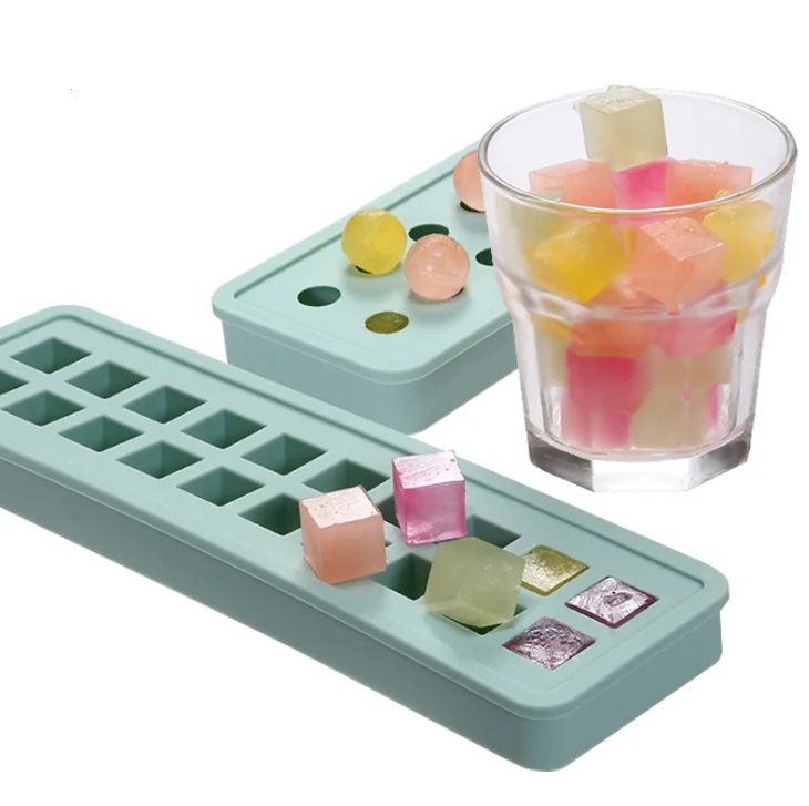 

Food Grade Square Ice Cube Tray Silicone Ice Maker Custom Mould, Pink/blue