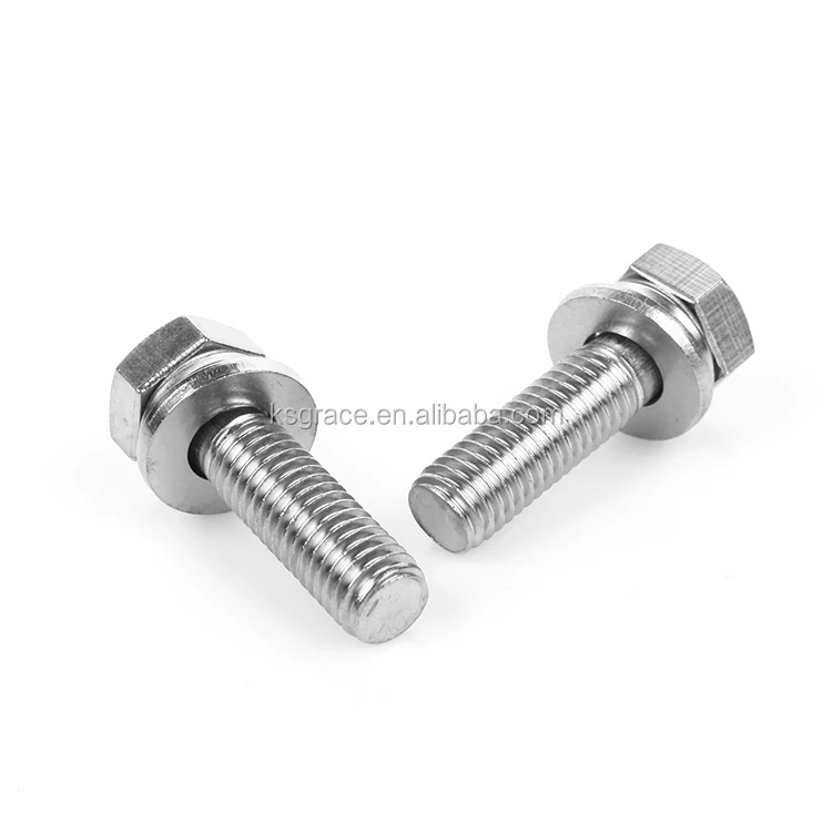 Stainless Steel Hex Head And Spring Washer Combination Bolt Din933
