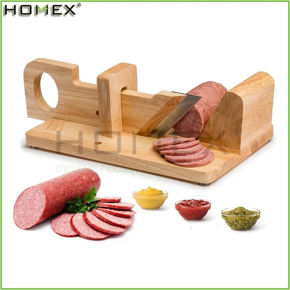 Bamboo Sausage And Small Salami Guillotine Slicer/homex_bsci Factory Buy Sausage Slicer