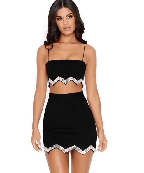 

2018 High Quality Women Sexy Tight Bodycon Dress 2 Piece Sets Women Club Wear Dresses, Shown