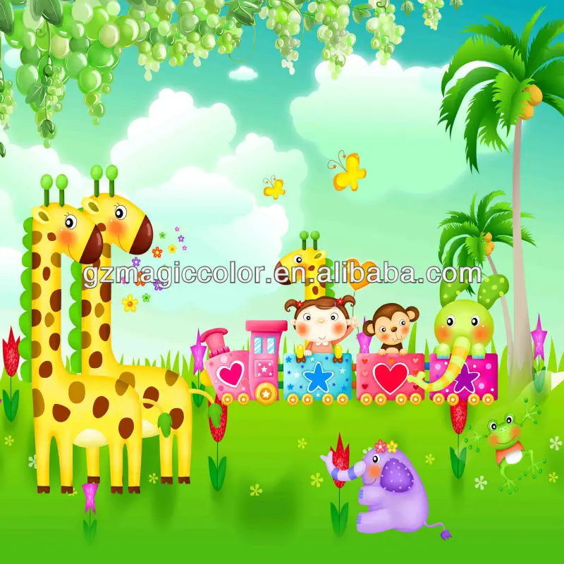 Animal Paradise Wild Wallpaper For Nursery School Wall Decorative
