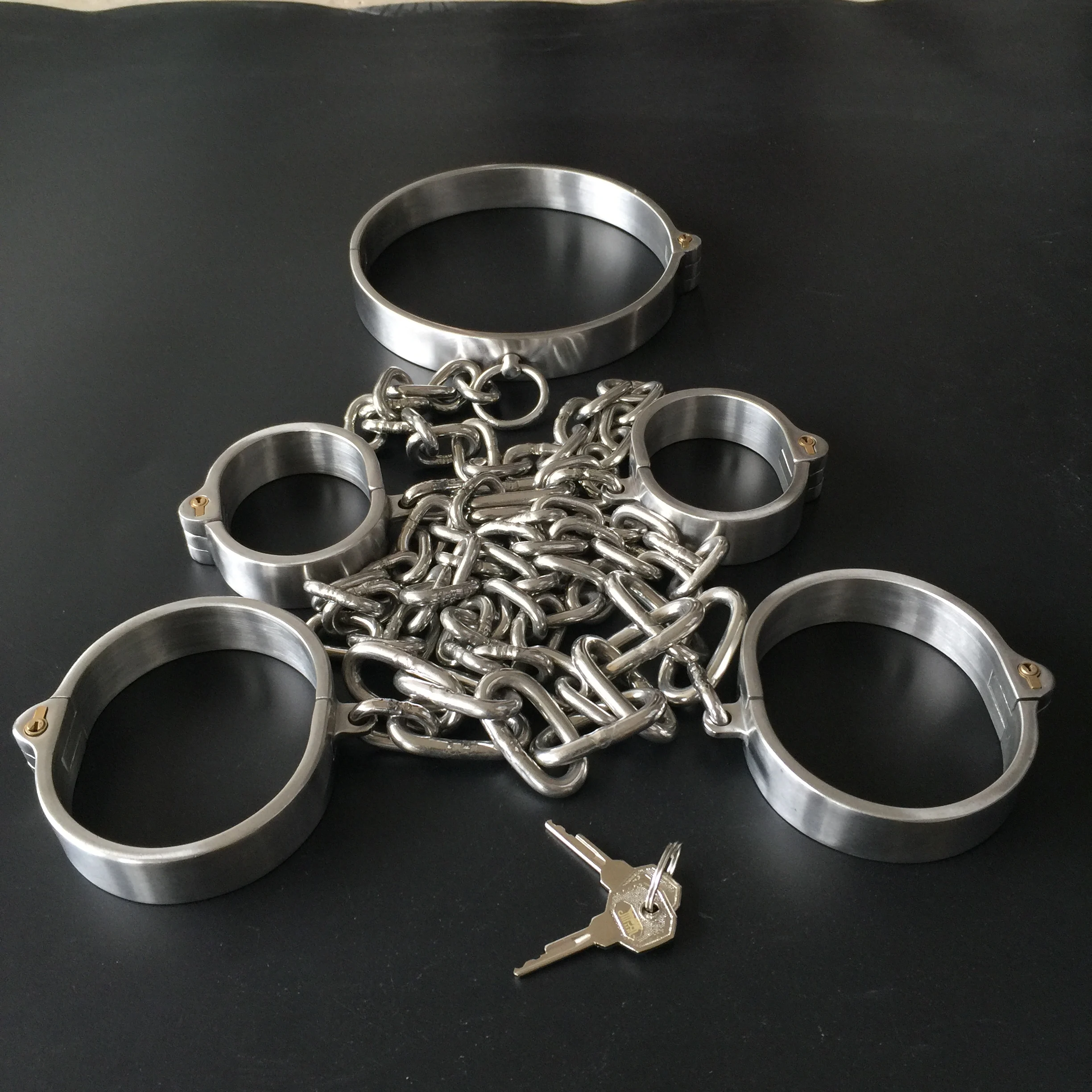 Stainless Steel Bdsm Cuffs Bondage Kit Collar Sex Handcuffs For Sex