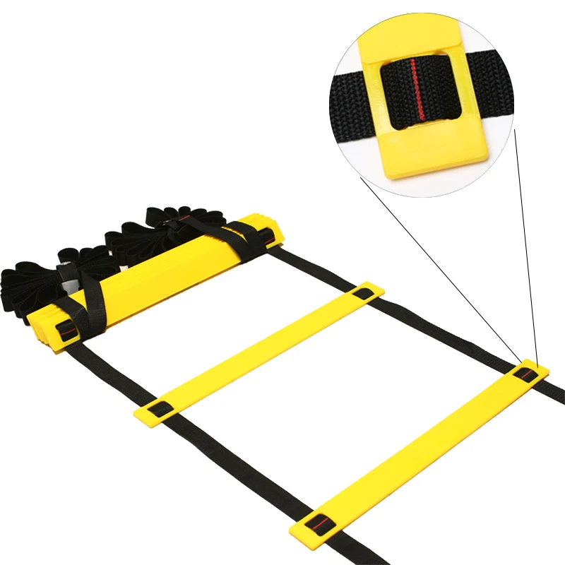 

Football Soccer Sports Speed Agility Ladder Training Equipment Agility Training Set with 6M 12 rungs, Black and yellow