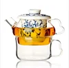 200ml Handblown Tea Set One Cup Glass Tea Pot With Porcelain Infuser