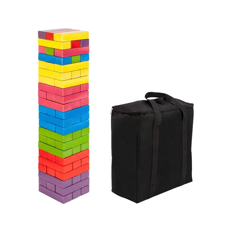 outdoor game giant wooden tumble tower colored building block sets for kid toys