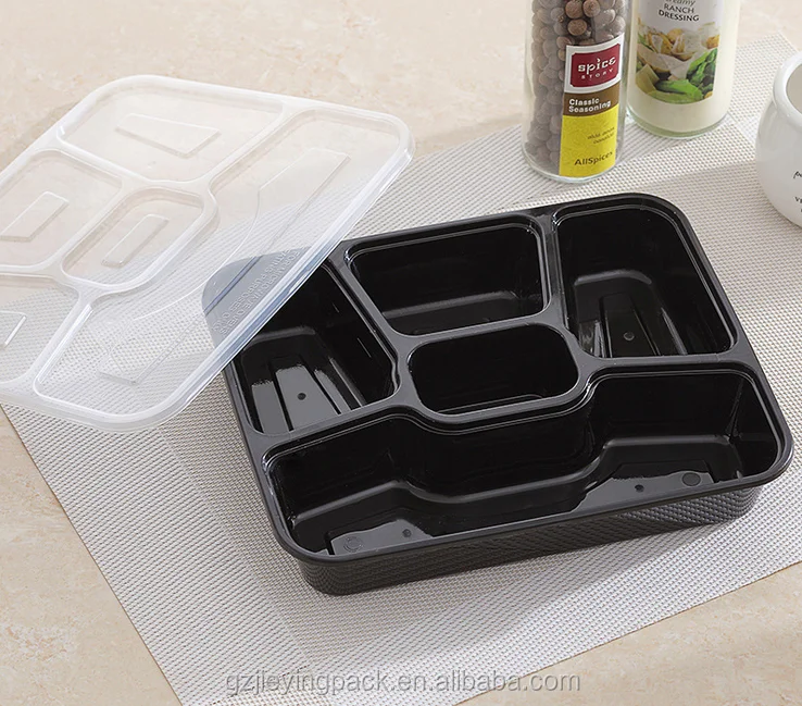 
5 compartments Meal Prep Containers PP Storage disposable food grade plastic reusable container with lid 