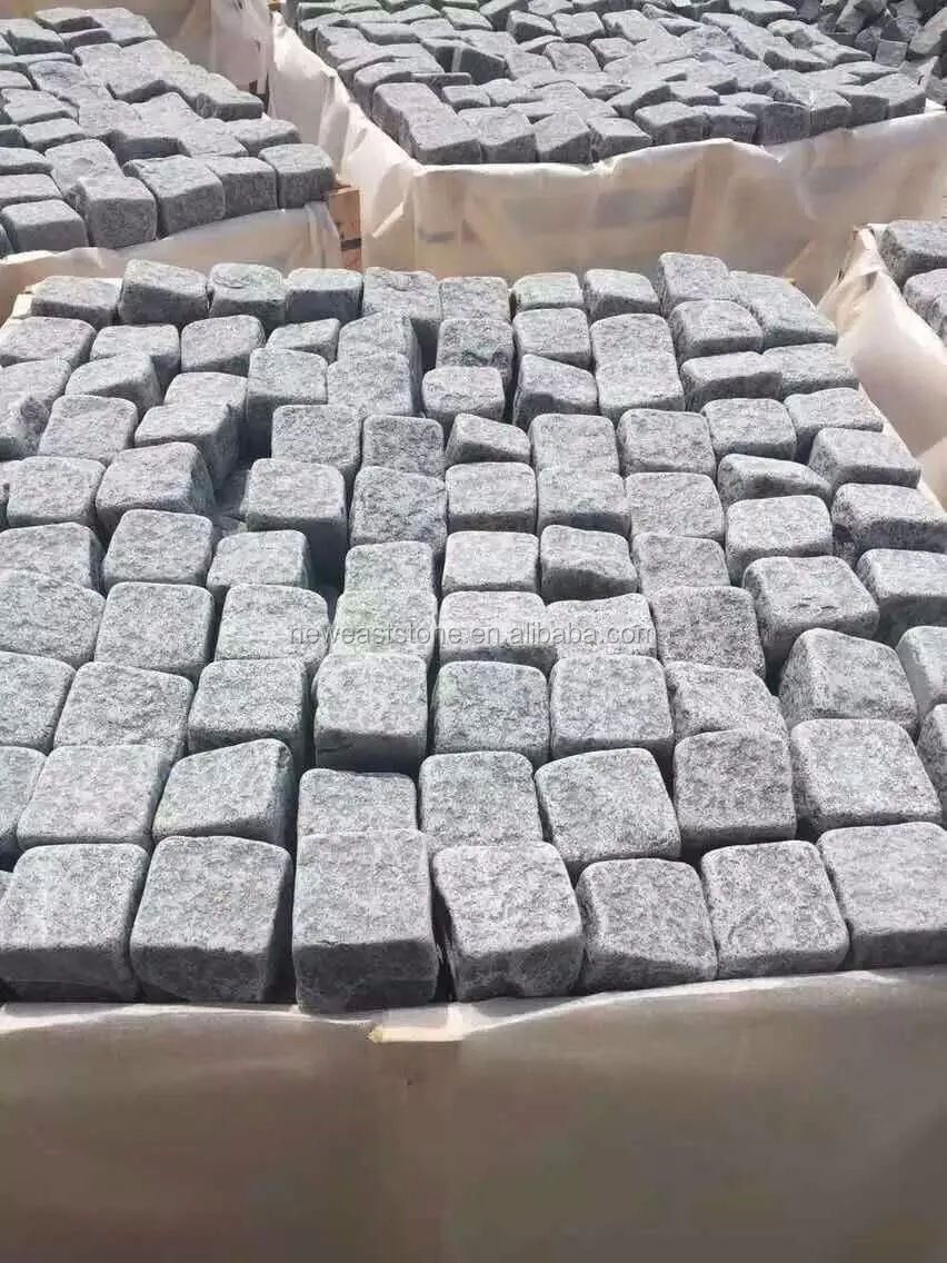 Cheap Natual Split Dark Grey Granite Patio Cobblestone Driveways Pavers