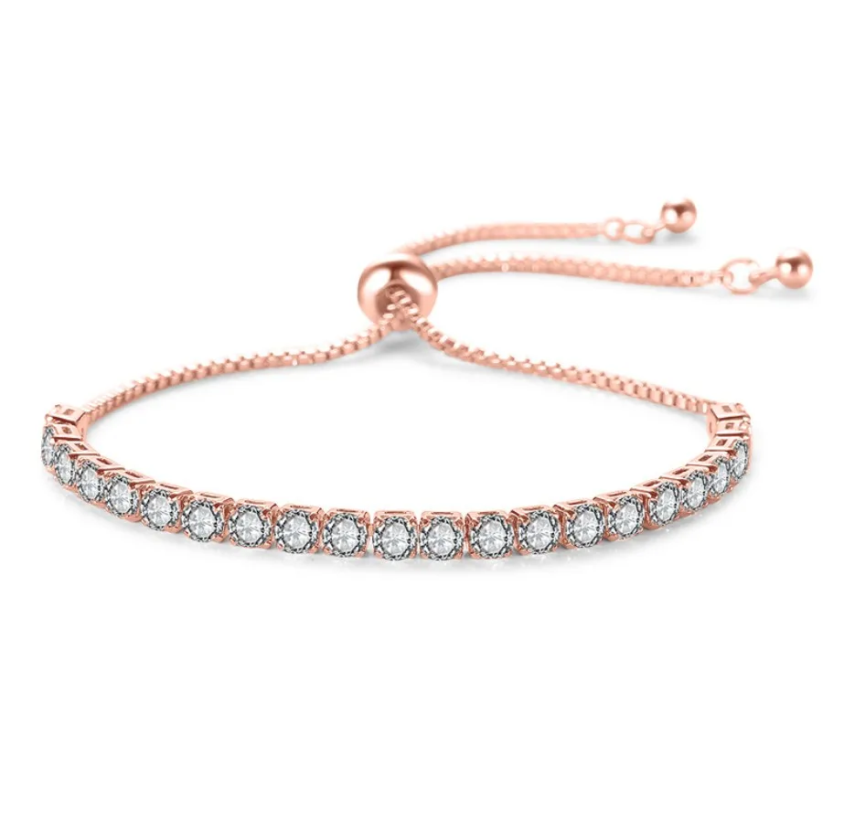 

2019 New Arrival Fashion Adjustable Chain Bracelet for Women,Cubic Zirconia Rose Gold Gift Bracelet of Luxury Shining Jewelry, As the picturs