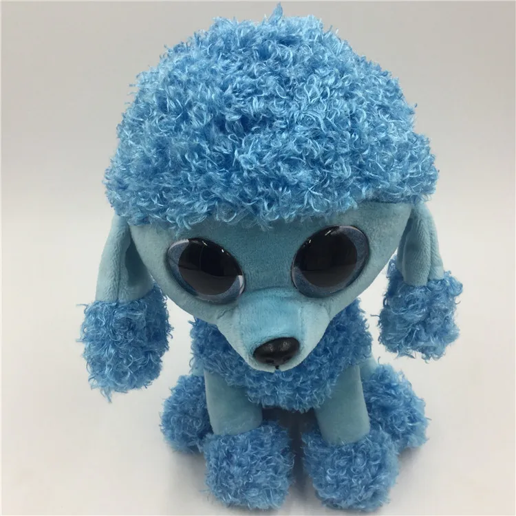 Custom Big Eyes Poodle Plush Dog Cute Design Blue Color Stuffed Dog Toy