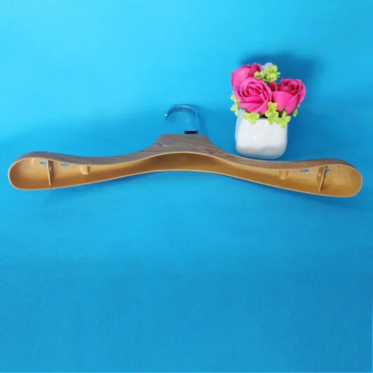 Vintage Style Wooden Color Hanger Plastic Clothes Hanger For Men Suits