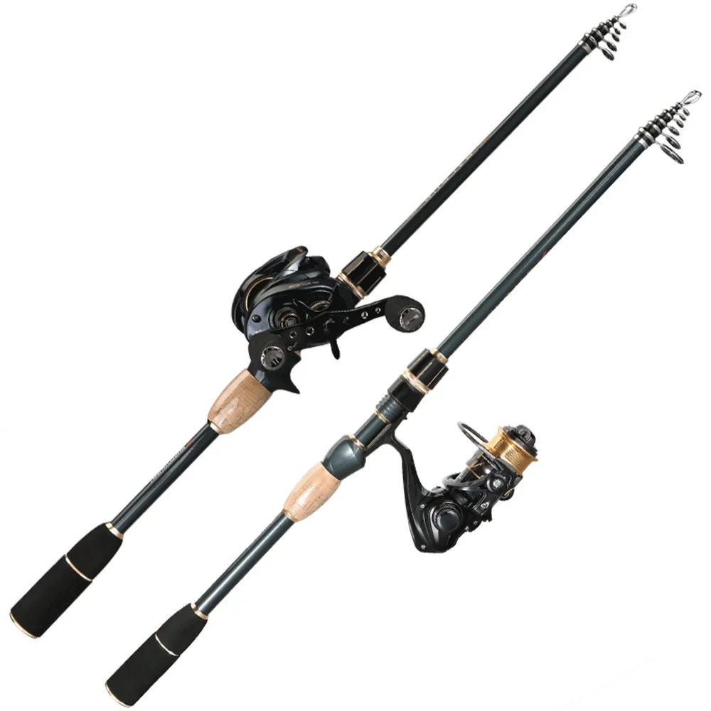 

CEMREO Carbon 1.8m 2.1m Portable Spinning Casting Fishing Rod and Reel Combo Set
