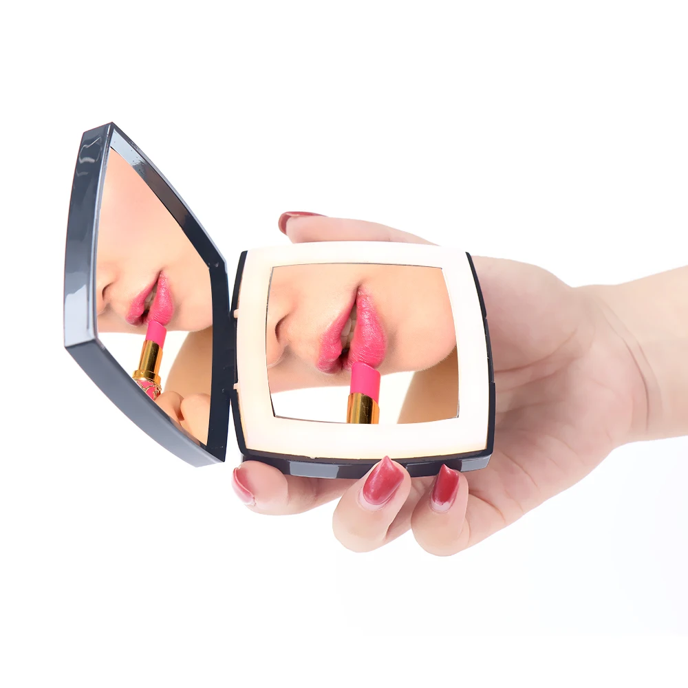 

Foldable custom 4X magnification led makeup mirror, White;black