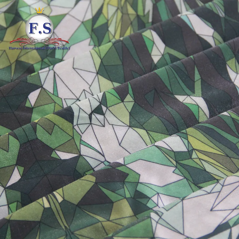 
2019 new custom digital print 92% polyester 8% spandex shining velvet stretch knit fabric 200gsm 