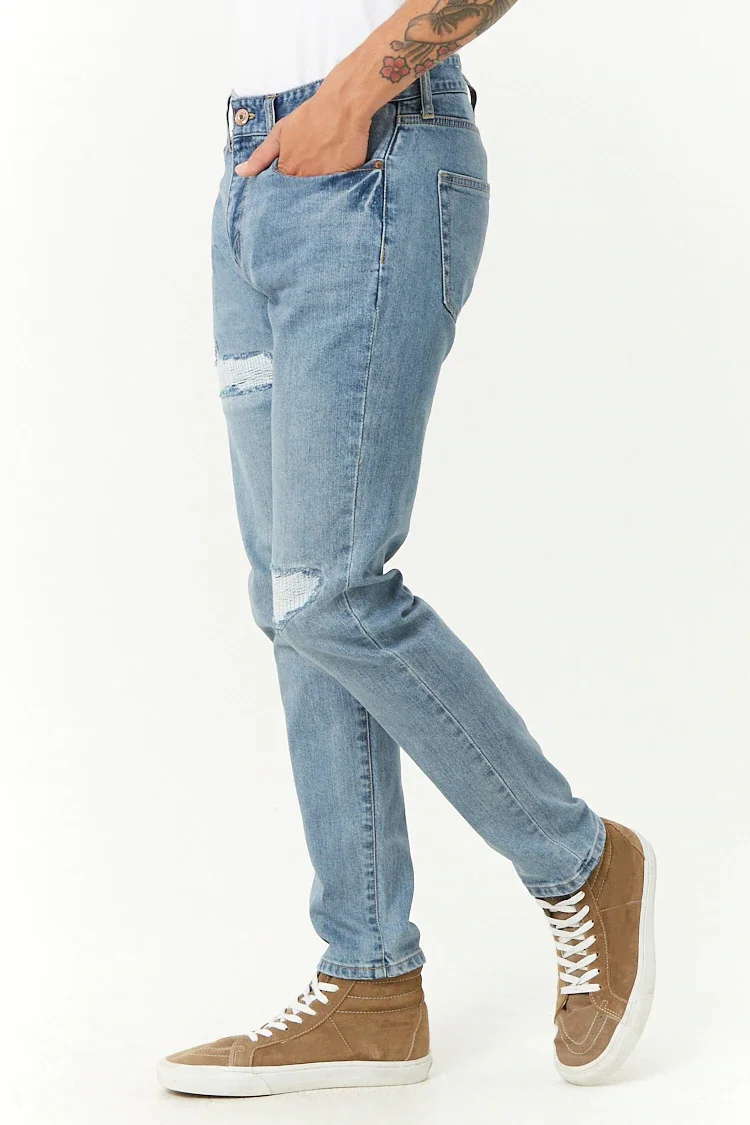 New design fashion damaged denim jeans cotton custom Jeans for men