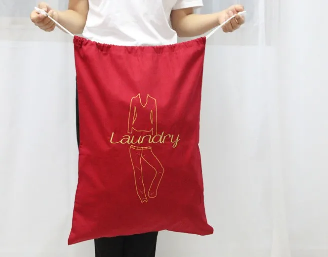 

custom 100% cotton fabric red recycled laundry bag for hospitals, Colorful