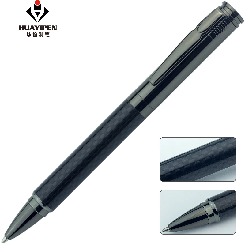 
High Quality Fashion Luxury Gun Black Carbon Fiber Heavy Metal Ball Point Pens Roller Pen 
