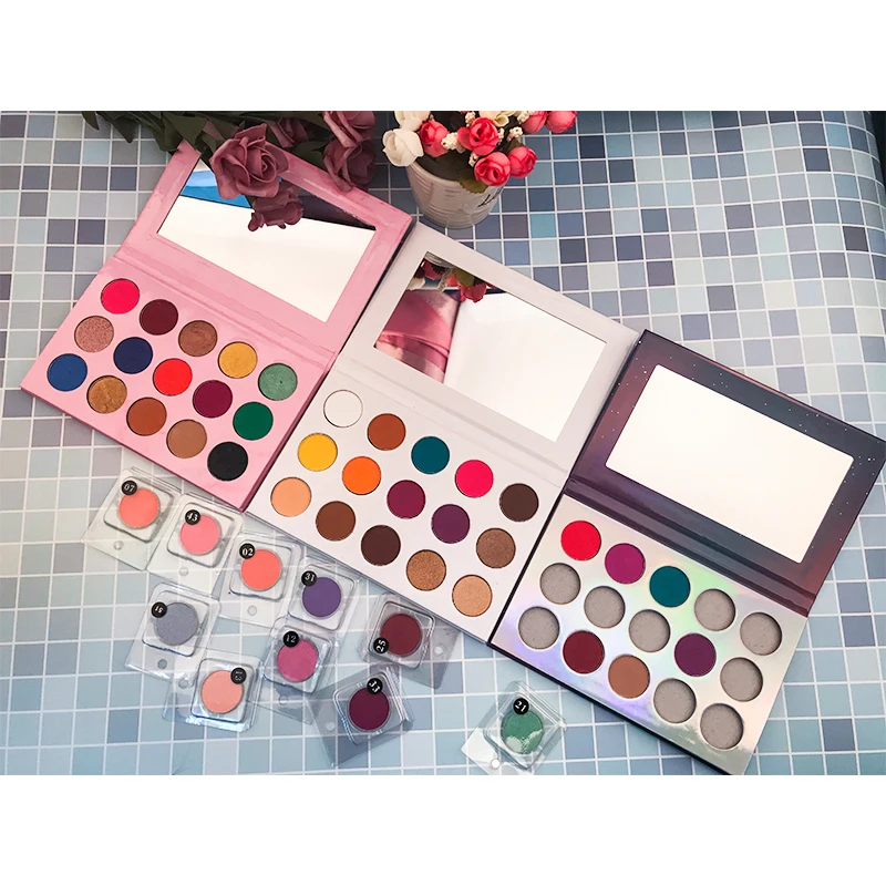 

Private label make up cosmetics no brand wholesale makeup pressed glitter and matte eyeshadow, N/a