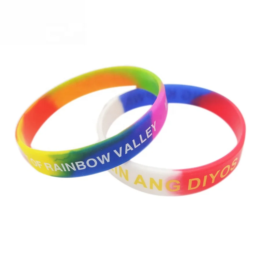 Wholesales Custom Rainbow Colors Silicone Wristband Rubber Bracelets