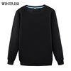 Fashion wholesale custom blank black crewneck sweatshirt custom fleece sweatshirt,black crew neck sports sweatshirt manufacturer