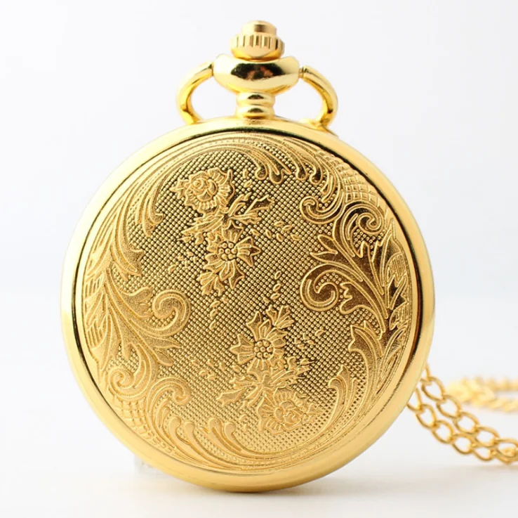 Fashion Japan Movt Quartz Gold Plated Bling Cheap Pocket Watch