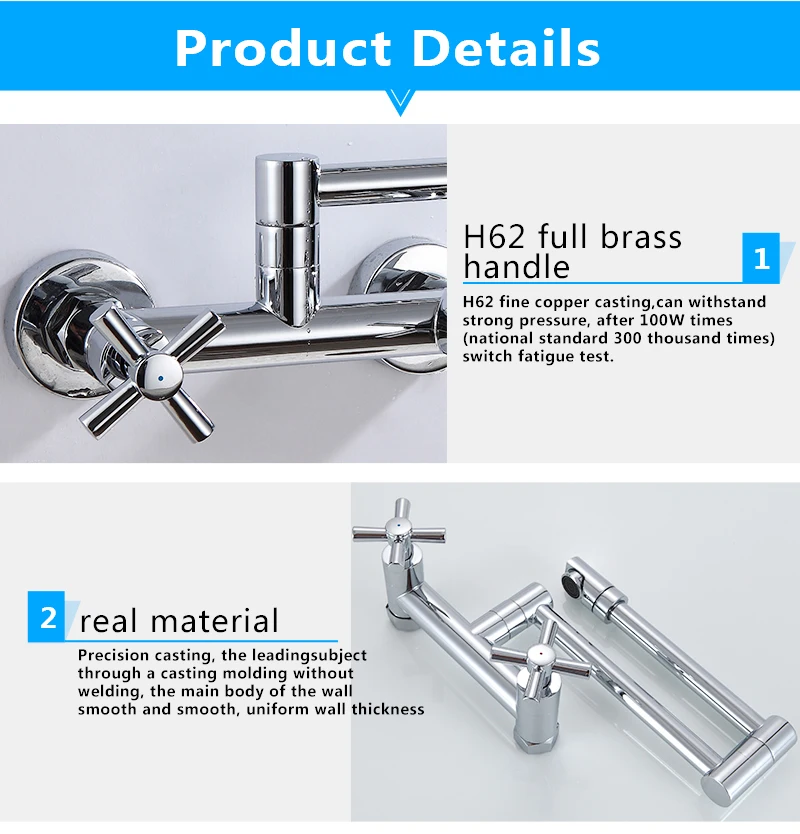 Kitchen Wall Mounted Hot & Cold Water Inlet Pipe 2 Handle Sink Faucets ...