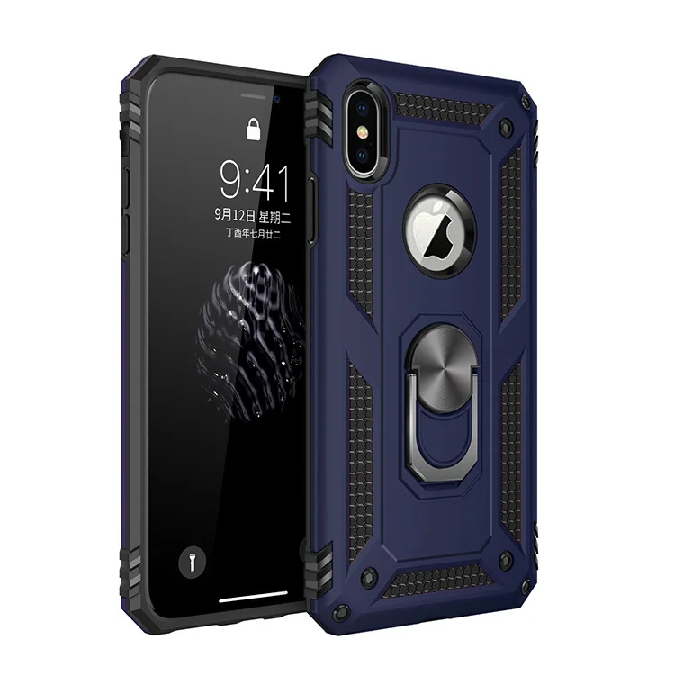 

Custom Mobile Phone Accessories Shockproof Magnetic Car Mount Ring Holder Back Cover For Iphone X Case, Multiple color as picture