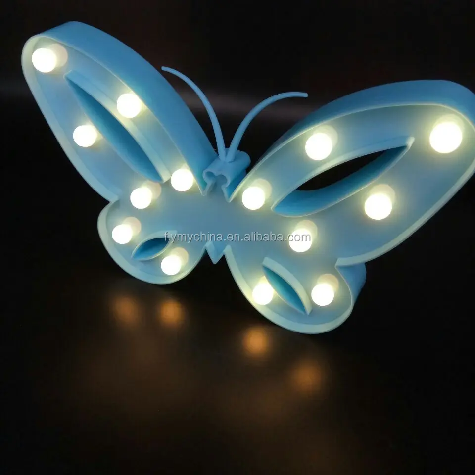 2020 Hot sale new design colorful battery operated funny LED butterfly marqueen lighting for kids room decoration