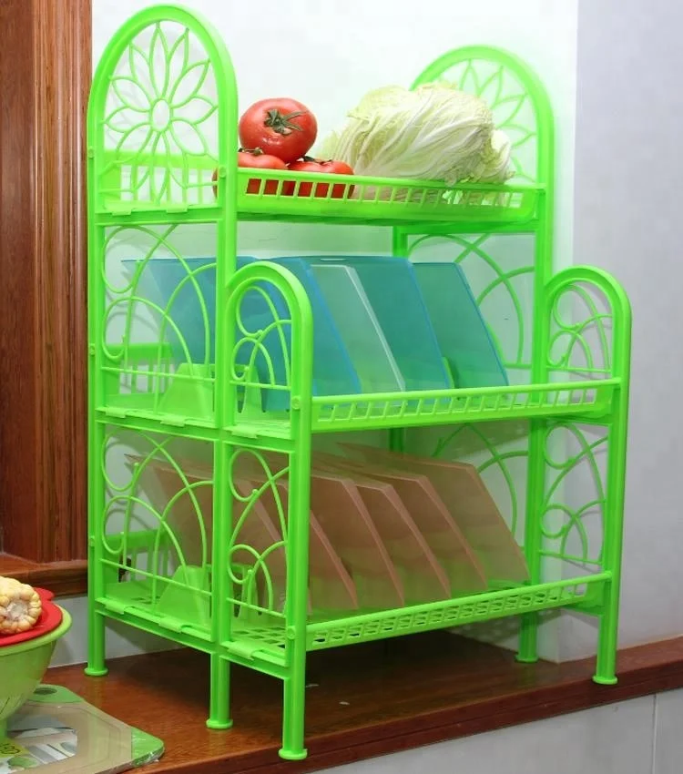 Kitchen Unique Dish Rack Vegetable Or Fruit Storage Rack Orange Dish