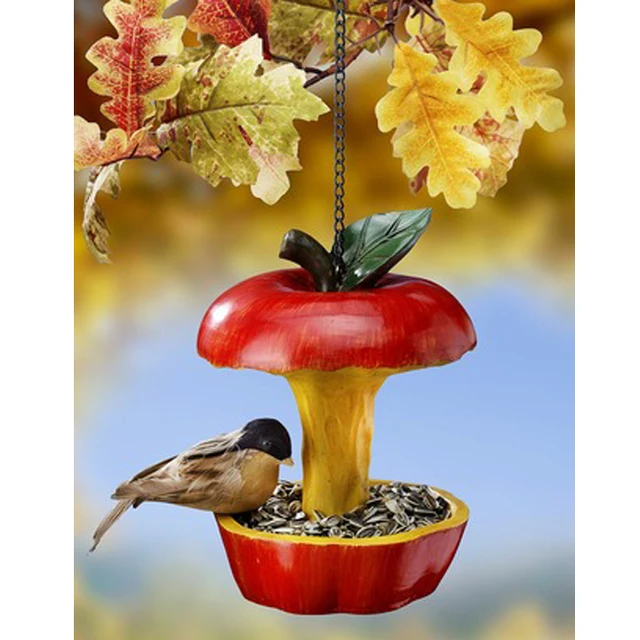 polyresin apple seed wholesale hanging parts window bird feeder