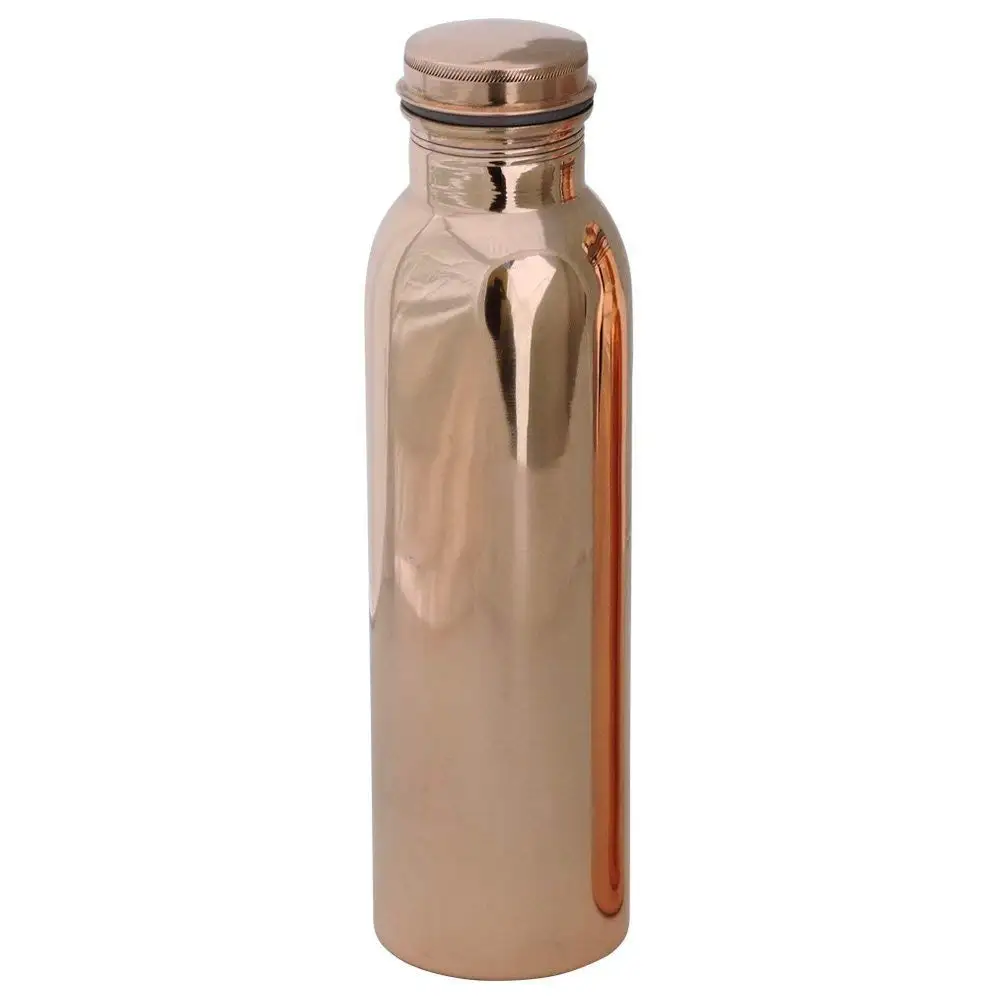 INDIAN BAZAAR CRAFTS Hammered Copper Yoga Water Bottle Silver touch quoted Thermos Flask Capacity Handmade/& Leak Proof Ayurvedic Health Benefits,Sports,Gym,Yoga /& Travel 1 ltr