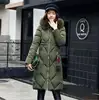 Big fur winter coat thickened parka women stitching slim long winter coat down cotton ladies down parka down jacket