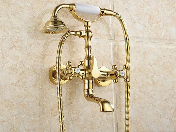 Fapully Wall Mount Diverter gold bath phone holder Tub & Shower Faucet for the bathroom