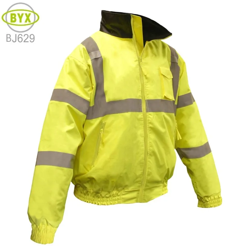 Fluorescent Yellow 100% Polyester Lightweight Waterproof Hi Vis Jacket ...