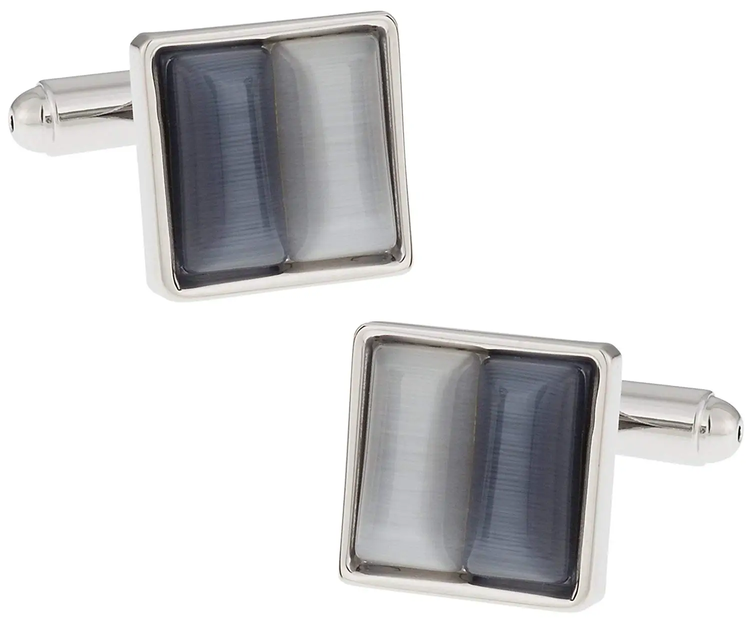 Cuff-Daddy Elegant Two-tone Gray & Silver Cufflinks with Presentation Box