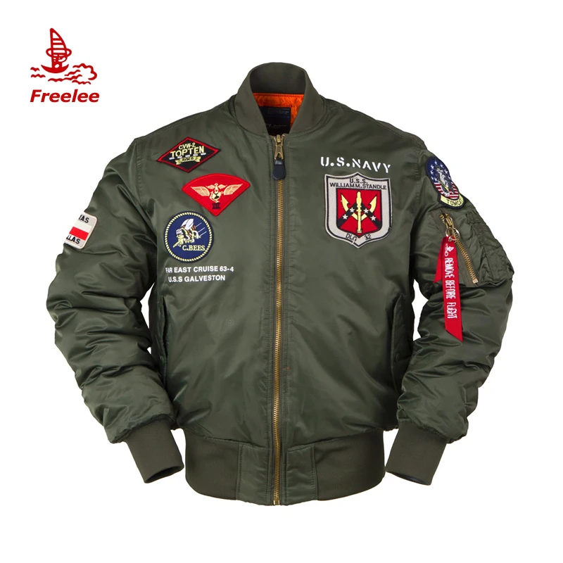 

US NAVY patches TOP GUN pilot flight thick bomber jacket oem
