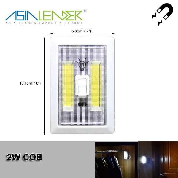 Best for Kitchen Cabinet Stick-anywhere Light with Magnet Powered By 4*AAA Super Bright 100 Lumen 2W COB Switch Light
