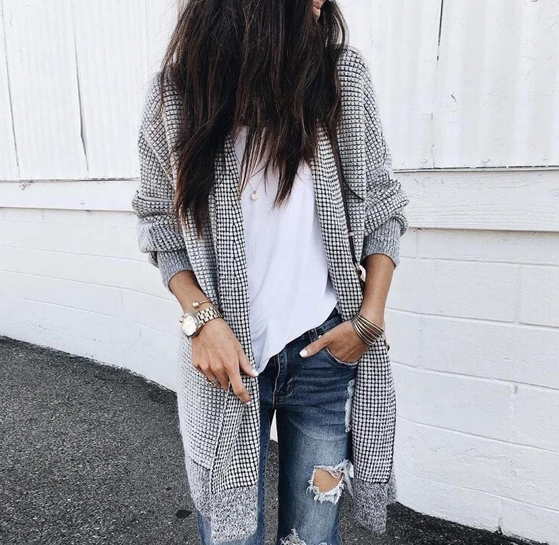 

E59 Plaid sweater coat, N/a