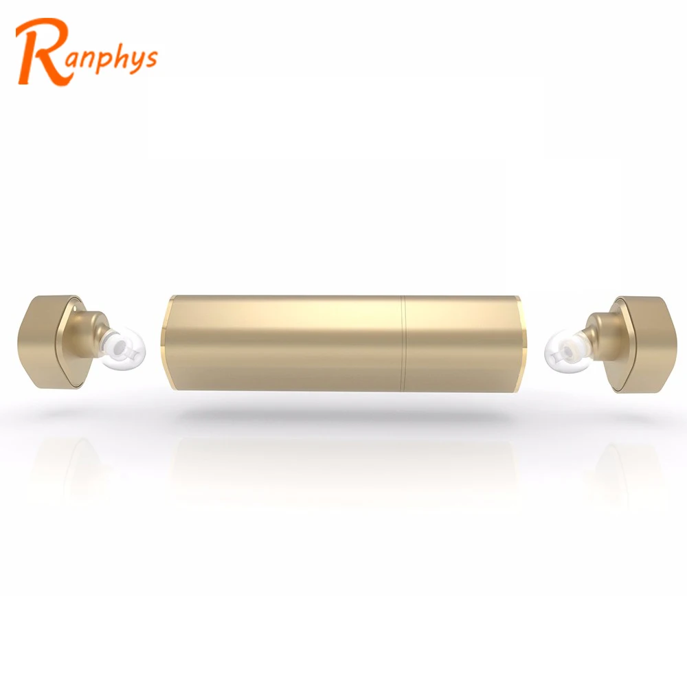 

Ranphys High Quality Twins Lipstick Stereo Hifi Bluetooth Wireless Earphone with Power Bank, Black/silver/gold/rose pink