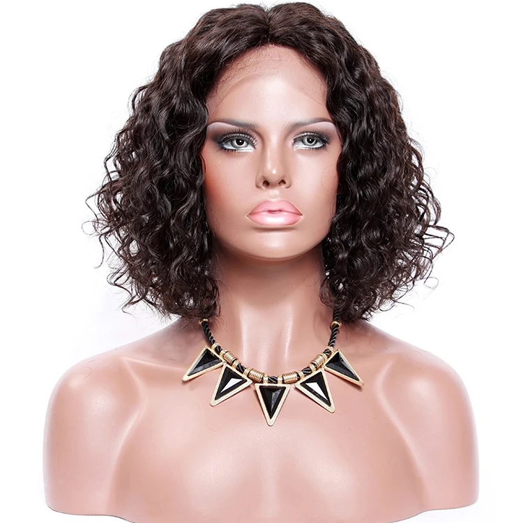 

Factory wholesale price kinky curly full lace human hair wig Peruvian short bob lace front wig curly hair