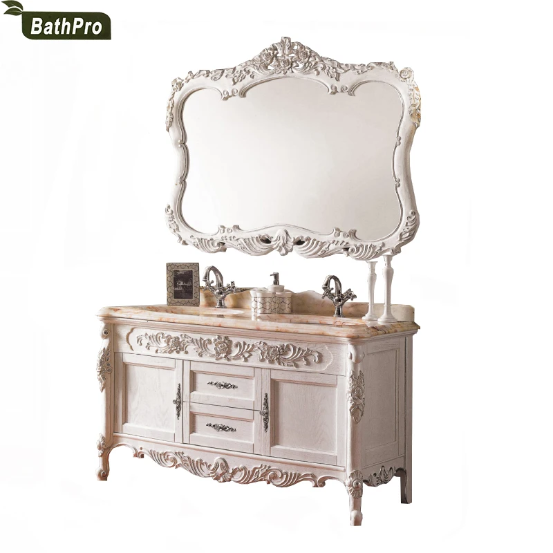 
2015 new product off-white color quartz stone washbasin solid wood bathroom cabinet (H-6001) 