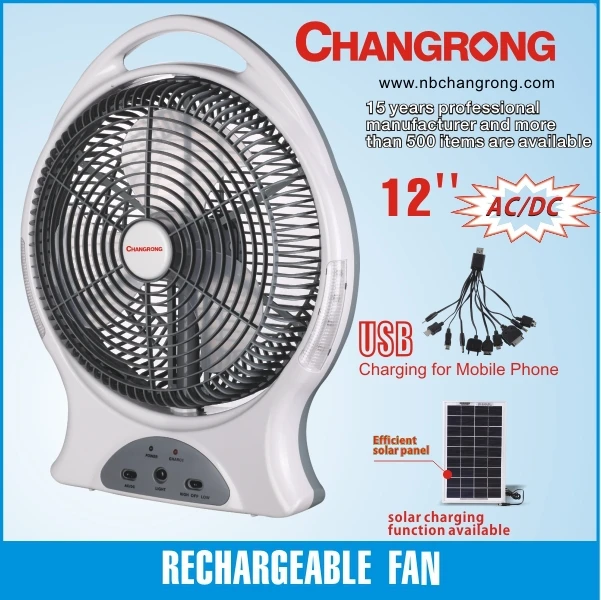 Ac Dc Fan 12 Inch Rechargeable Table Fan With Light - Buy Rechargeable ...