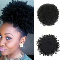 

Synthetic Curly Hair Ponytail African American Short Afro Kinky Curly Wrap Synthetic Drawstring Puff Pony tail Hair Extensions