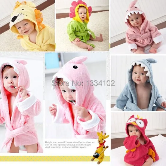 S 0 2 years Retail Hooded Animal modeling Baby Bathrobe Cartoon Baby Spa Towel Character kids