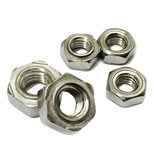 Hex Weld Nut,Thread Diameter M4 4mm,Pitch 0.7mm,Stainless Steel,Pack of 50