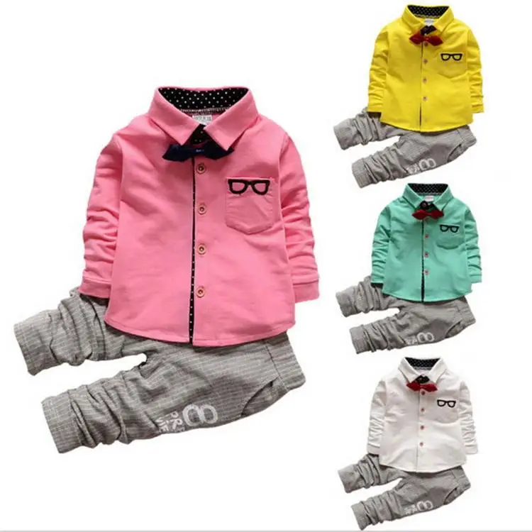 Baby Clothing Sets Kids Clothes Autumn Boys Leisure Suit Sets Kids Long Sleeve Sports Suits Bow Tie Shirts + Pants Boys Clothes