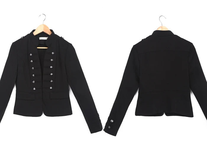 Slim Light Suitable Black Lady Fashion Double-breasted Jacket