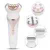 Private label 4 in 1 Waterproof Electric Lady Epilator Hair Remover Shaver Clipper Facial Cleansing Brush Face Massager